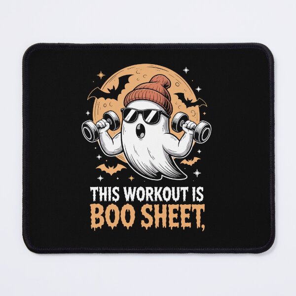 Item preview, This Workout Is Boo Sheet – Gym Ghost Fitness Art designed and sold by jkrphoto.