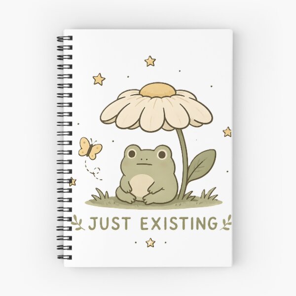 Item preview, Just Existing Cute Frog Under Flower Funny Introvert Nature Design designed and sold by dreamz-world.