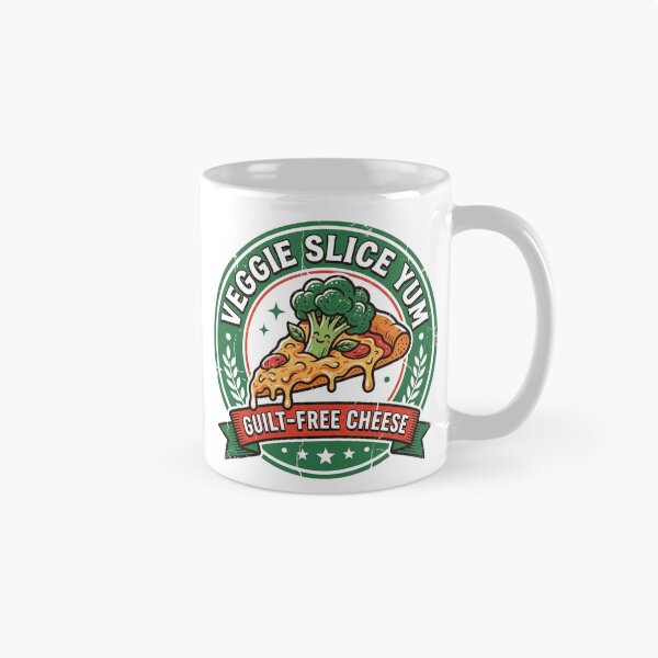 Item preview, Veggie Slice Yum Guilt Free Cheese Cute Broccoli Pizza Vintage Art designed and sold by Namphet.