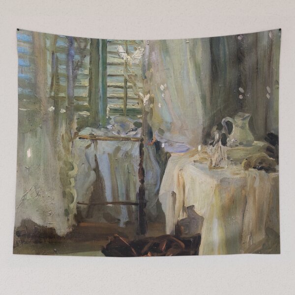 Item preview, John Singer Sargent A Hotel Room - Vintage Interior Oil Painting Art Print designed and sold by lanaverera.