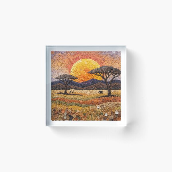 Item preview, African Savanna Sunset Button Art - Safari Animal Craft designed and sold by Mellow Doodle Co..