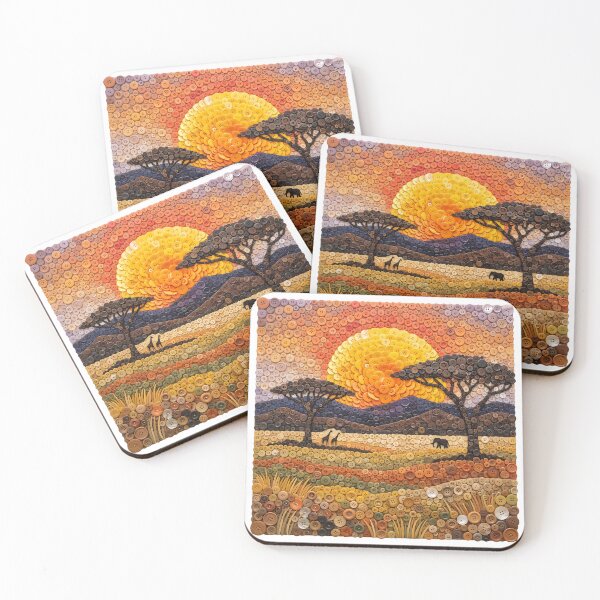 Item preview, African Savanna Sunset Button Art - Safari Animal Craft designed and sold by Mellow Doodle Co..