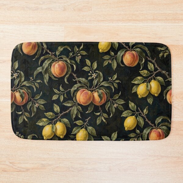 Item preview, Vintage Peach and Lemon Pattern - Dark Moody Oil Painting Fruit designed and sold by avyraofficial.