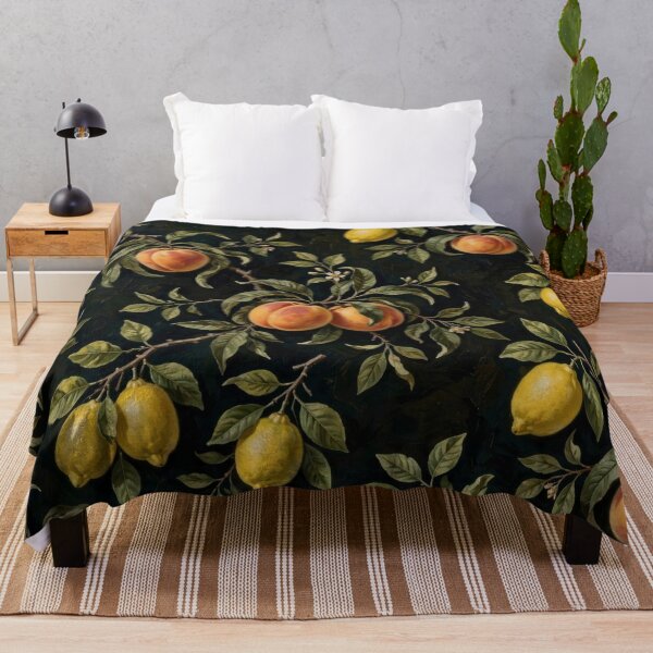 Item preview, Vintage Peach and Lemon Pattern - Dark Moody Oil Painting Fruit designed and sold by avyraofficial.