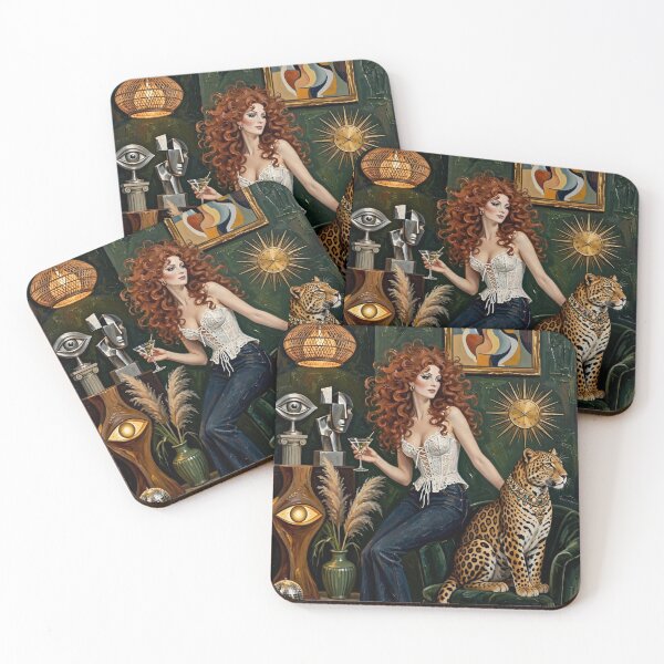 Item preview, Glamorous Redhead Woman With Leopard  designed and sold by avyraofficial.