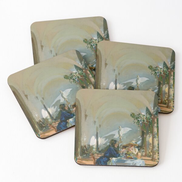 Item preview, John Singer Sargent Breakfast In The Loggia - Classic Impressionist Interior Painting Print designed and sold by lanaverera.