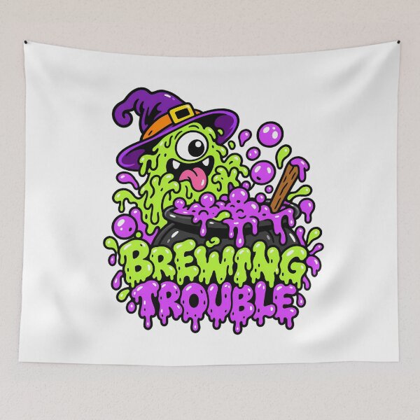 Item preview, Brewing Trouble Cute Witch Potion Monster designed and sold by Thai Vibe Studio.