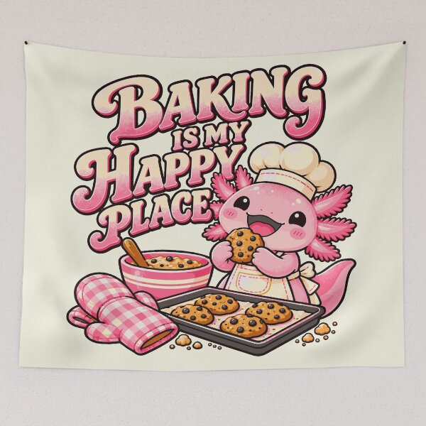 Item preview, Baking Is My Happy Place – Cute Axolotl Baker Cookie Design designed and sold by HH Design House.