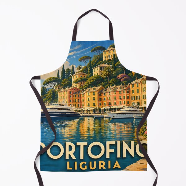 Item preview, Portofino Italy – Vintage Colourful Harbour Travel Poster designed and sold by LSVart.