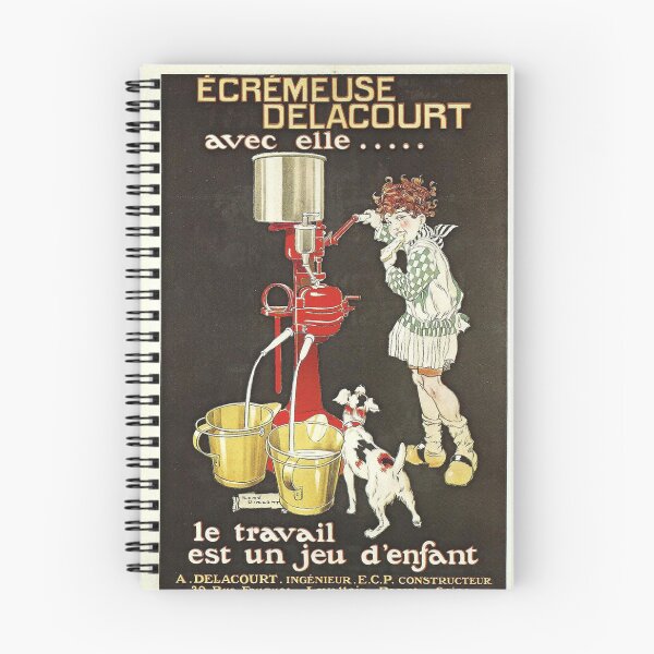 Item preview, Vintage French Advertising Poster, Delacourt Cream Separator Machine, Antique Farmhouse Kitchen Wall Art designed and sold by RickE.