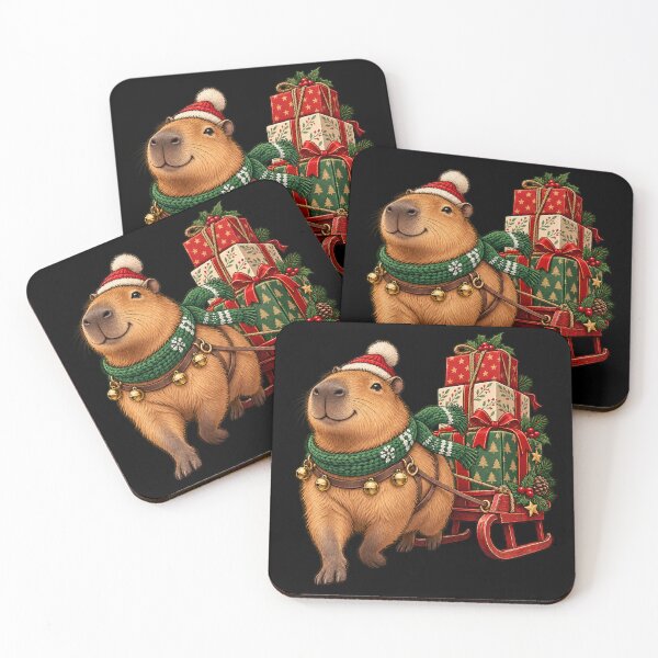Item preview, Christmas Capybara Delivering Presents on a Sled designed and sold by JesterKrewArt.