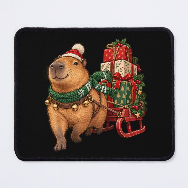 Item preview, Christmas Capybara Delivering Presents on a Sled designed and sold by JesterKrewArt.