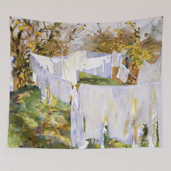 Item preview, John Singer Sargent La Biancheria - Vintage Impressionist Genre Painting Art Print designed and sold by lanaverera.