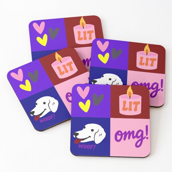 Item preview, Cute Y2K Aesthetic Dog & Pop Art Graphic - Retro Lit Candle & Hearts Sticker Art    designed and sold by UniqueDesign751.