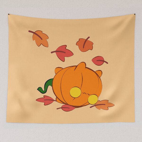 Item preview, Kabo Pumpkin Cat Lying Among Autumn Leaves designed and sold by Season Alley.