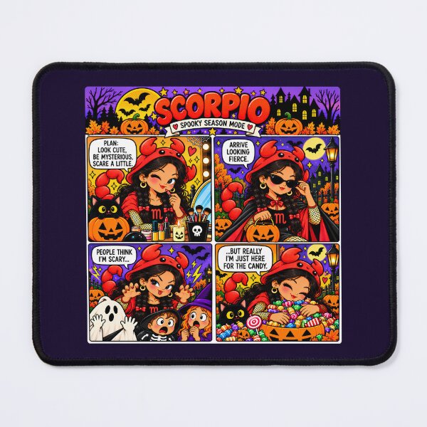 Item preview, Scorpio Spooky Season Mode - Funny Zodiac Sign Halloween Comicstrip. designed and sold by Festive Bug.