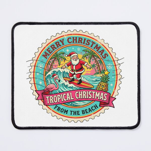 Item preview, Tropical Christmas Surfing Santa Stamp designed and sold by fritz-10signer.