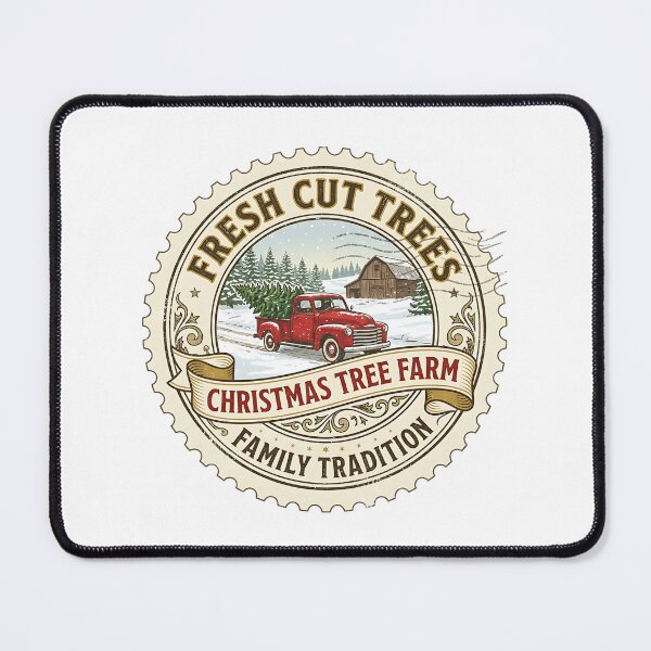 Item preview, Christmas Tree Farm Red Truck Vintage Stamp designed and sold by fritz-10signer.
