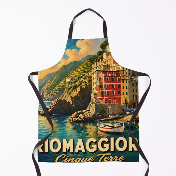 Item preview, Riomaggiore Italy – Vintage Cinque Terre Harbour Poster designed and sold by LSVart.