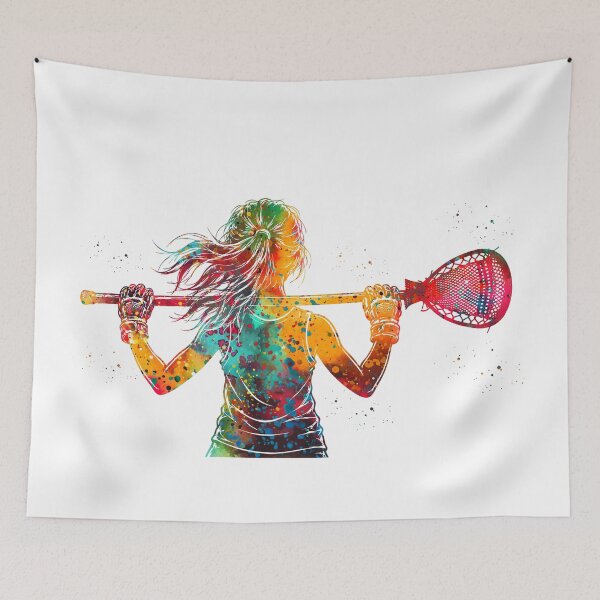 Item preview, Little Girl Lacrosse Goalie Watercolor Art designed and sold by Liededrom..