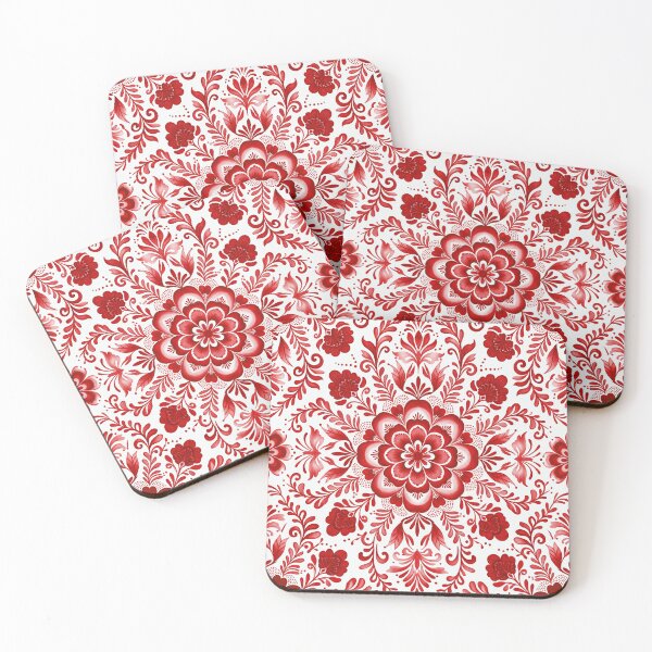 Item preview, Red and White Floral Medallion Pattern designed and sold by Fani*.