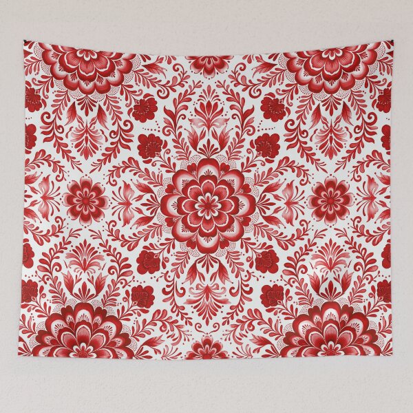 Item preview, Red and White Floral Medallion Pattern designed and sold by Fani*.