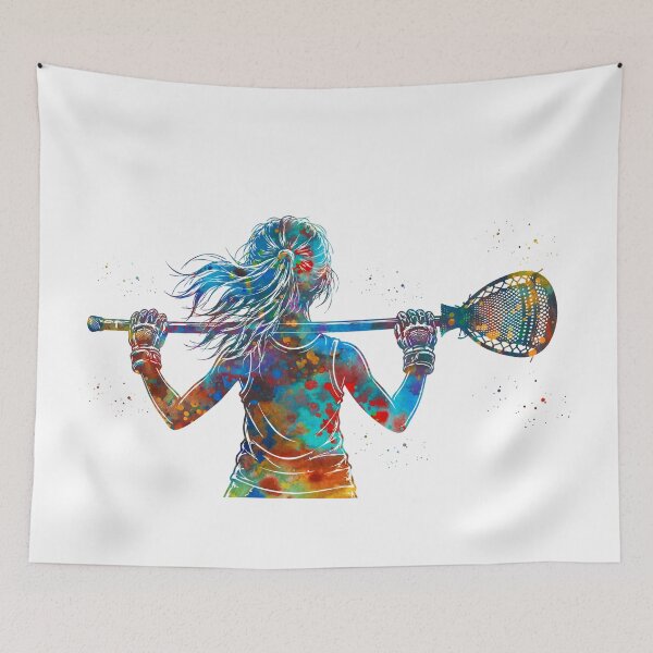 Item preview, Little Girl Lacrosse Goalie Watercolor Art designed and sold by Liededrom..