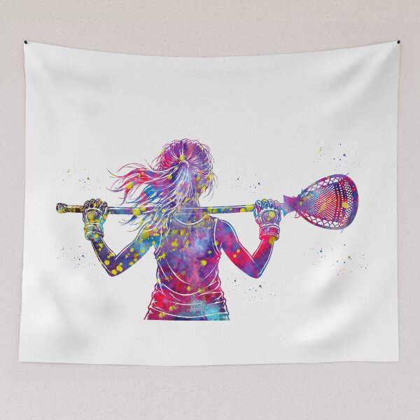 Item preview, Little Girl Lacrosse Goalie Watercolor Art designed and sold by Liededrom..