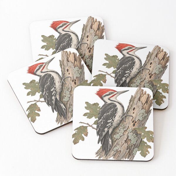 Item preview, Great Spotted Woodpecker on Tree Trunk Vintage Woodpecker Bird Nature designed and sold by LongIslandDesgn.