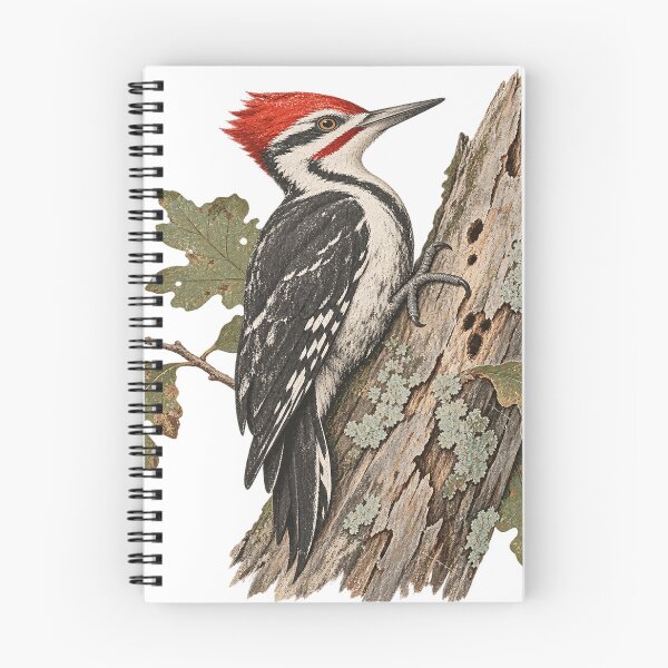 Item preview, Great Spotted Woodpecker on Tree Trunk Vintage Woodpecker Bird Nature designed and sold by LongIslandDesgn.