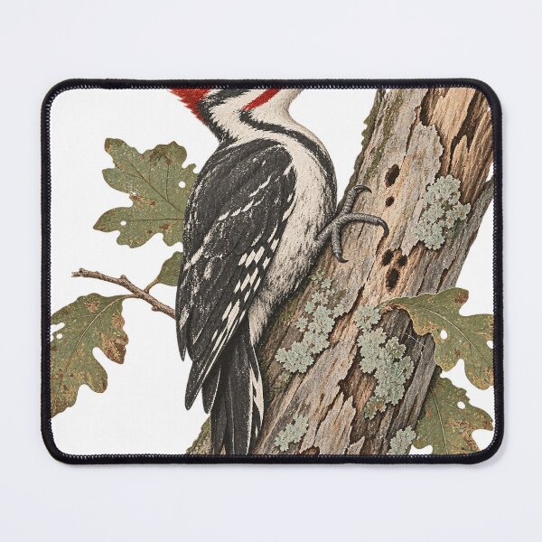 Item preview, Great Spotted Woodpecker on Tree Trunk Vintage Woodpecker Bird Nature designed and sold by LongIslandDesgn.
