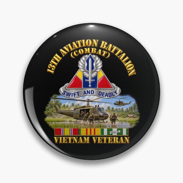 Item preview, 13th Aviation Battalion - Combat - Vietnam Veteran w Assault Scene - 3D - Transparent designed and sold by Military Insignia Products.