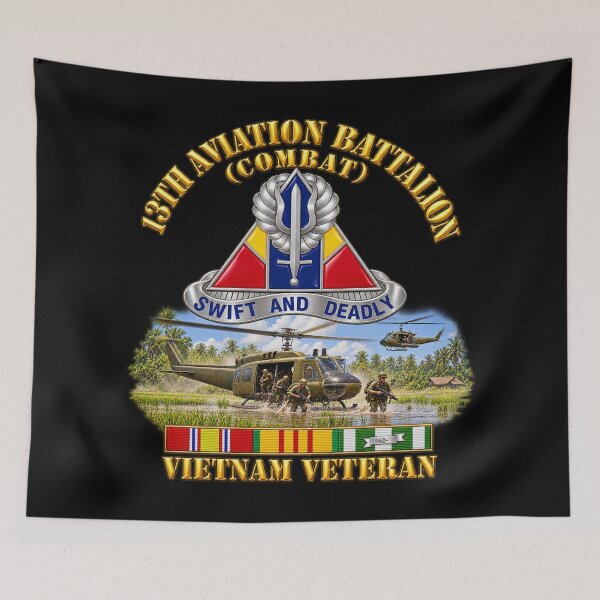 Item preview, 13th Aviation Battalion - Combat - Vietnam Veteran w Assault Scene - 3D - Transparent designed and sold by Military Insignia Products.