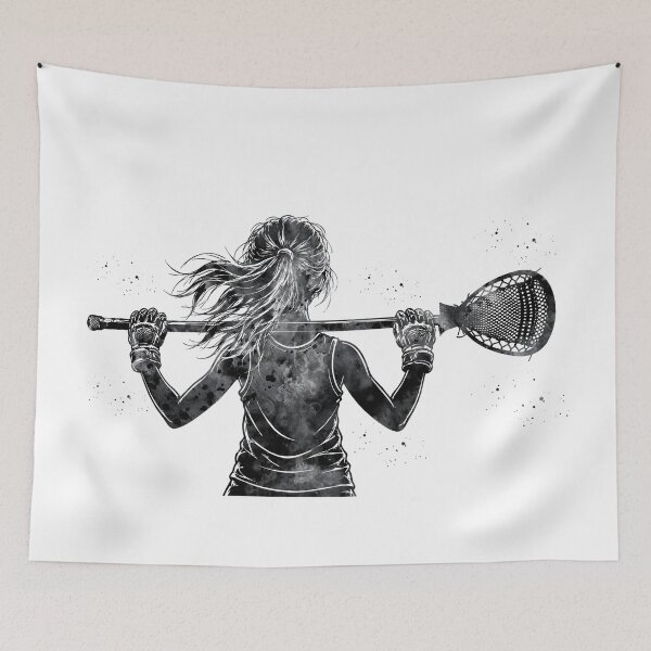 Item preview, Little Girl Lacrosse Goalie Watercolor Art designed and sold by Liededrom..