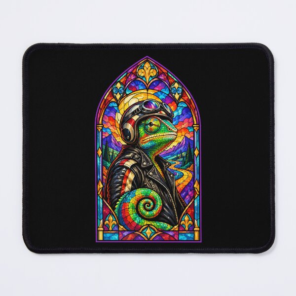 Item preview, Biker Chameleon Stained Glass Art designed and sold by TomFrontierArt.