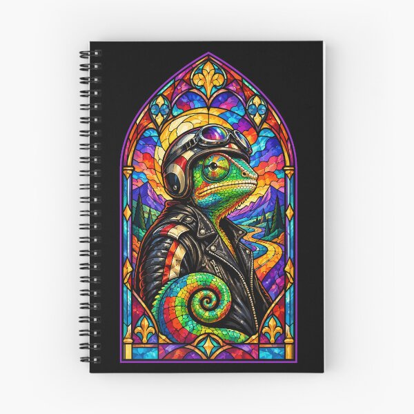 Item preview, Biker Chameleon Stained Glass Art designed and sold by TomFrontierArt.