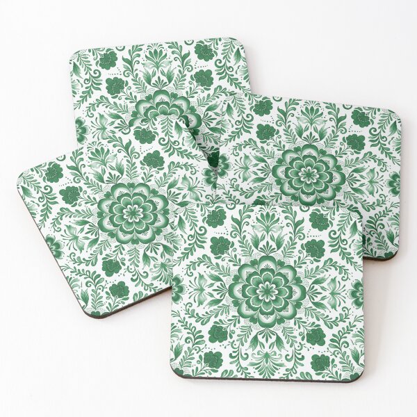 Item preview, Green and White Floral Medallion Pattern designed and sold by Fani*.