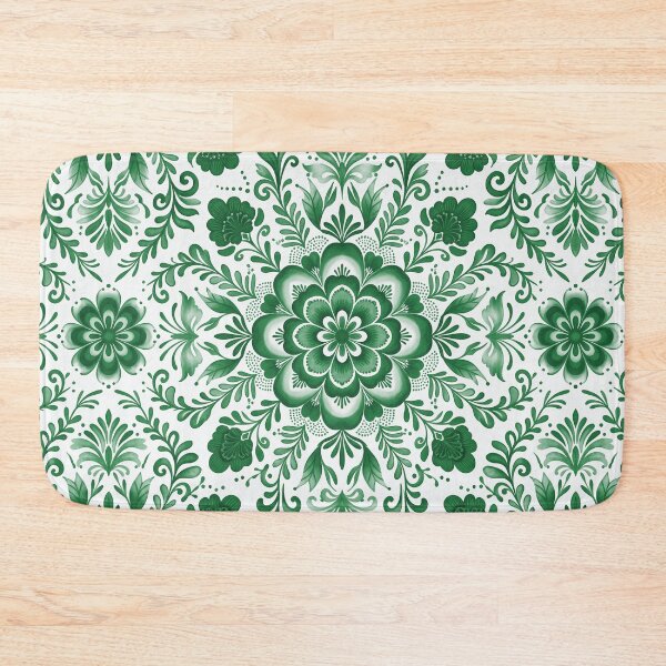 Item preview, Green and White Floral Medallion Pattern designed and sold by Fani*.