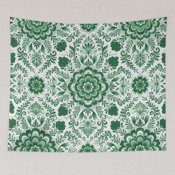 Item preview, Green and White Floral Medallion Pattern designed and sold by Fani*.