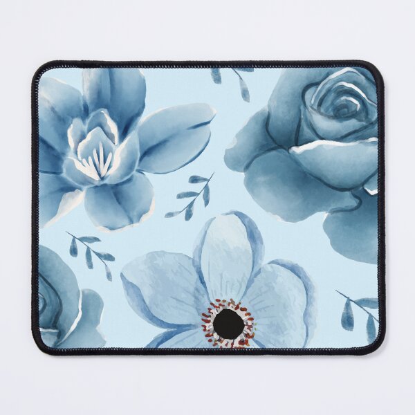 Item preview, Dusty Blue Watercolor Roses and Wildflowers – Soft Pastel Floral Pattern designed and sold by tamoora.