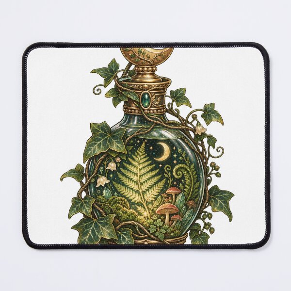 Item preview, Magic potion bottle, terrarium, fern, moon, mushrooms designed and sold by LongIslandDesgn.