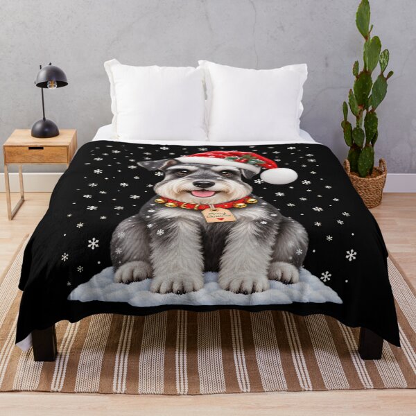 Item preview, Schnauzer Christmas with a Santa Hat and Snowy Winter Paws designed and sold by Resdoploder.