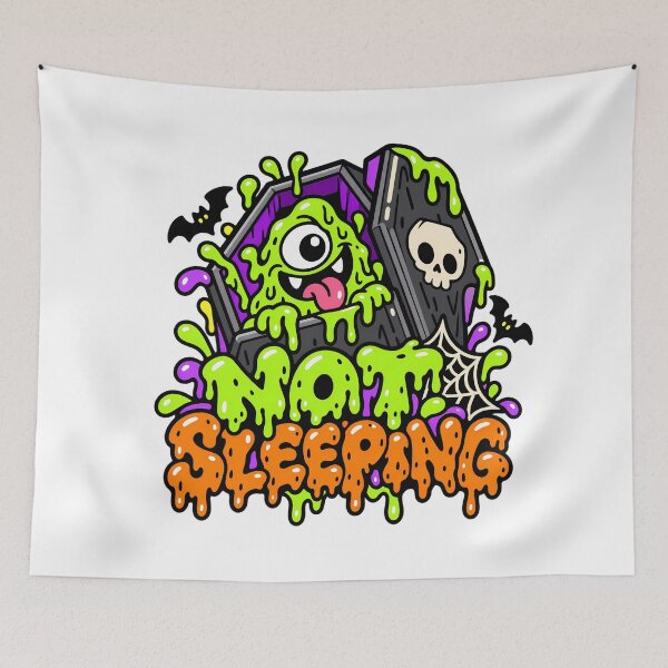 Aperçu de l'œuvre Not Sleeping Cute Coffin Monster Halloween créée et vendue par Thai Vibe Studio.