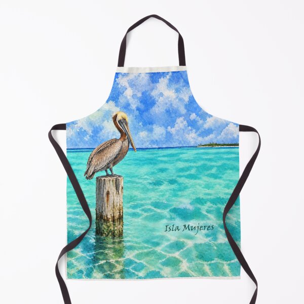 Artikelvorschau, Isla Mujeres, Mexiko – Aquarell-Pelikan – Karibik-Türkis, Küstenkunst entworfen und verkauft von NewNomads.