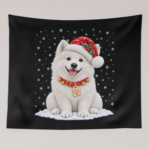 Item preview, Samoyed Christmas with a Red Santa Hat and Holiday Cheer designed and sold by jamesdurhaman.