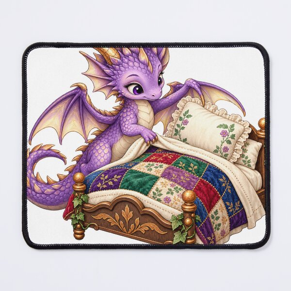 Item preview, Cute purple dragon in bed. Cozy sleep. Bedtime. designed and sold by LongIslandDesgn.