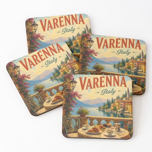 Item preview, Varenna Lake Como – Vintage Breakfast Travel Poster designed and sold by LSVart.