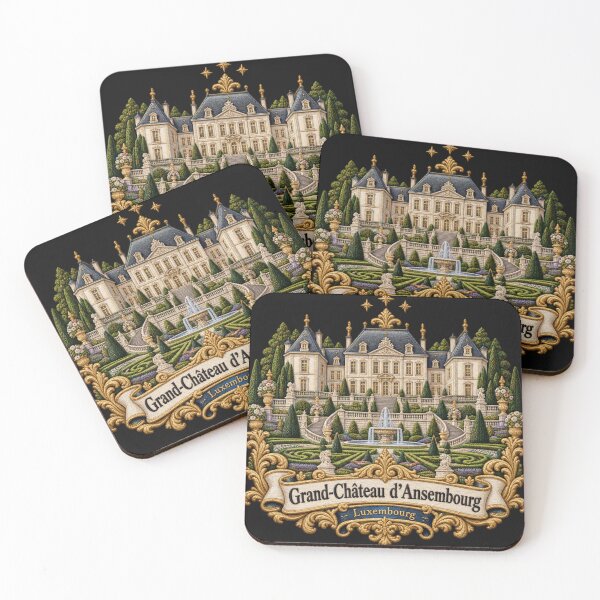Item preview, Grand Château d’Ansembourg Luxembourg Ornate Embroidered Garden Art designed and sold by Emoji Emblems.