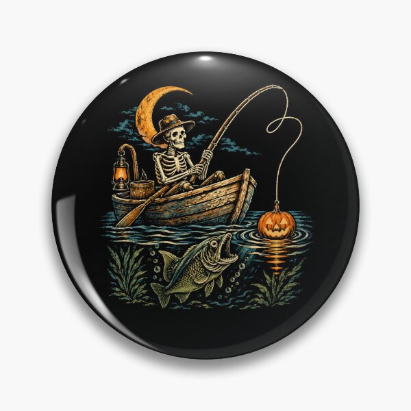 Item preview, Retro Skeleton Fishing Halloween Pumpkin Vintage Spooky designed and sold by Moizento.