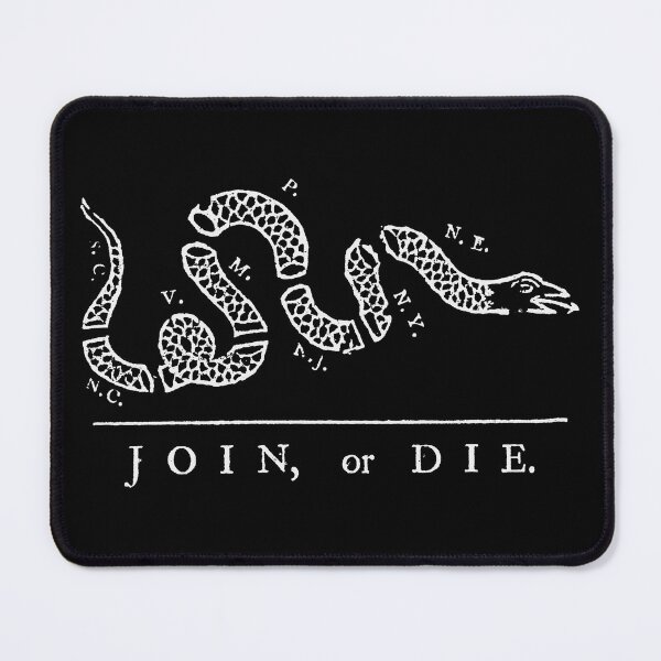 Item preview, Join, or Die, Benjamin Franklin Political Cartoon from The Pennsylvania Gazette, 1754 (WHITE) designed and sold by Exhumed Archives.